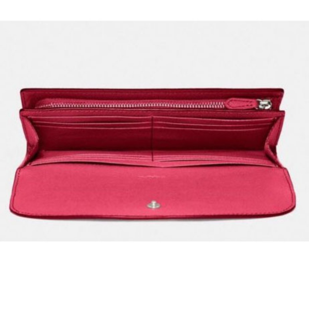 Coach F54009 Women’s Slim Envelope Magenta Wallet - Picture 2 of 8